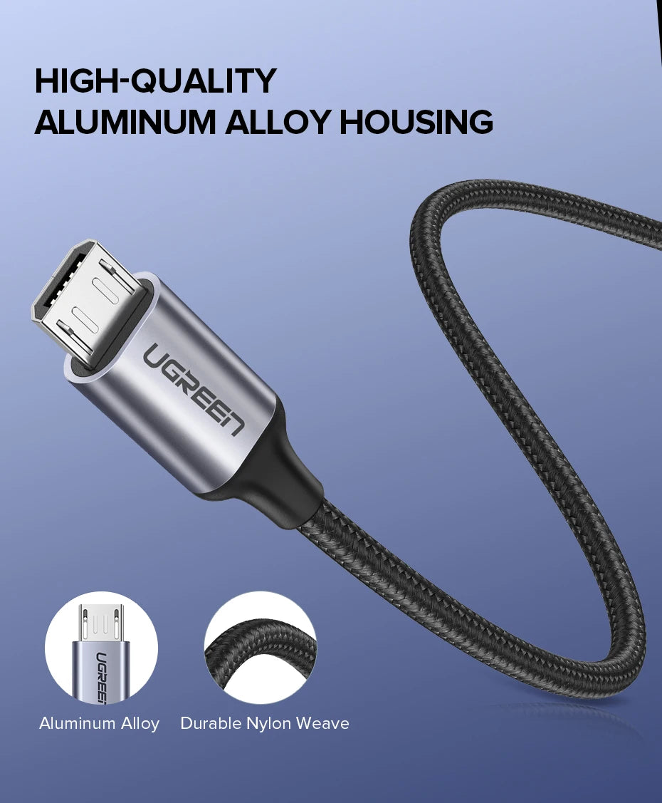 2A Nylon Fast Charging USB Charger Data Cable Mobile Phone