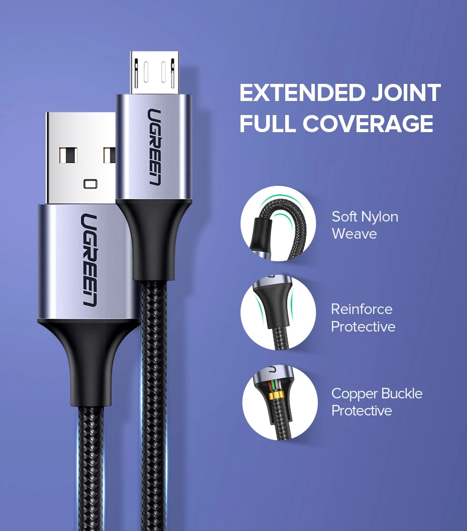 2A Nylon Fast Charging USB Charger Data Cable Mobile Phone