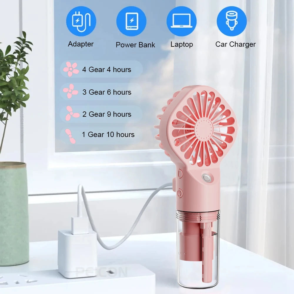 Portable USB Rechargeable with Mini Water Spray Hand Fan