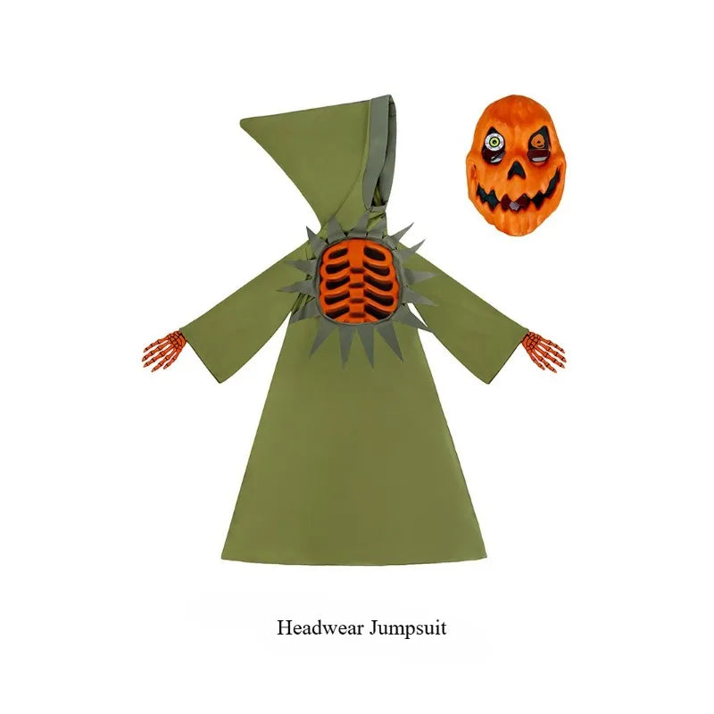Halloween Pumpkin Cosplay Children Jumpsuit Headwear