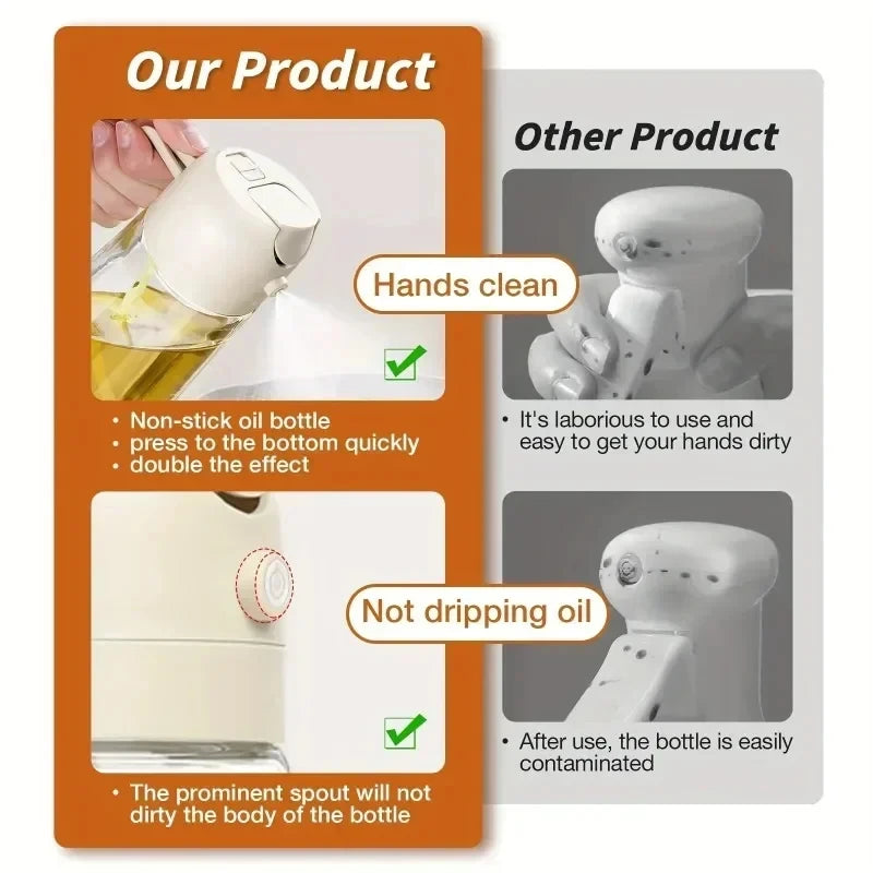 Multifunctional oil bottle 2-in-1 sprayer cooking oil dispenser