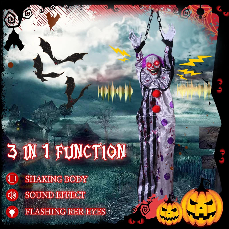 Halloween Decorations Electric Voice-activated Hanging Ghost Clown