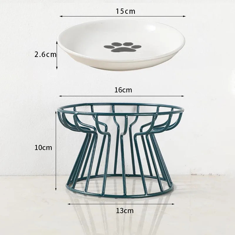 Ceramic Pet Bowl Dish Stainless Steel Raised Stand