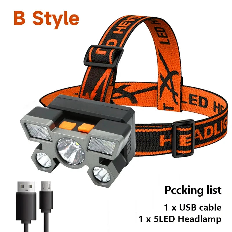 5 LED Rechargeable 一Strong Camping Adventure Headlamp