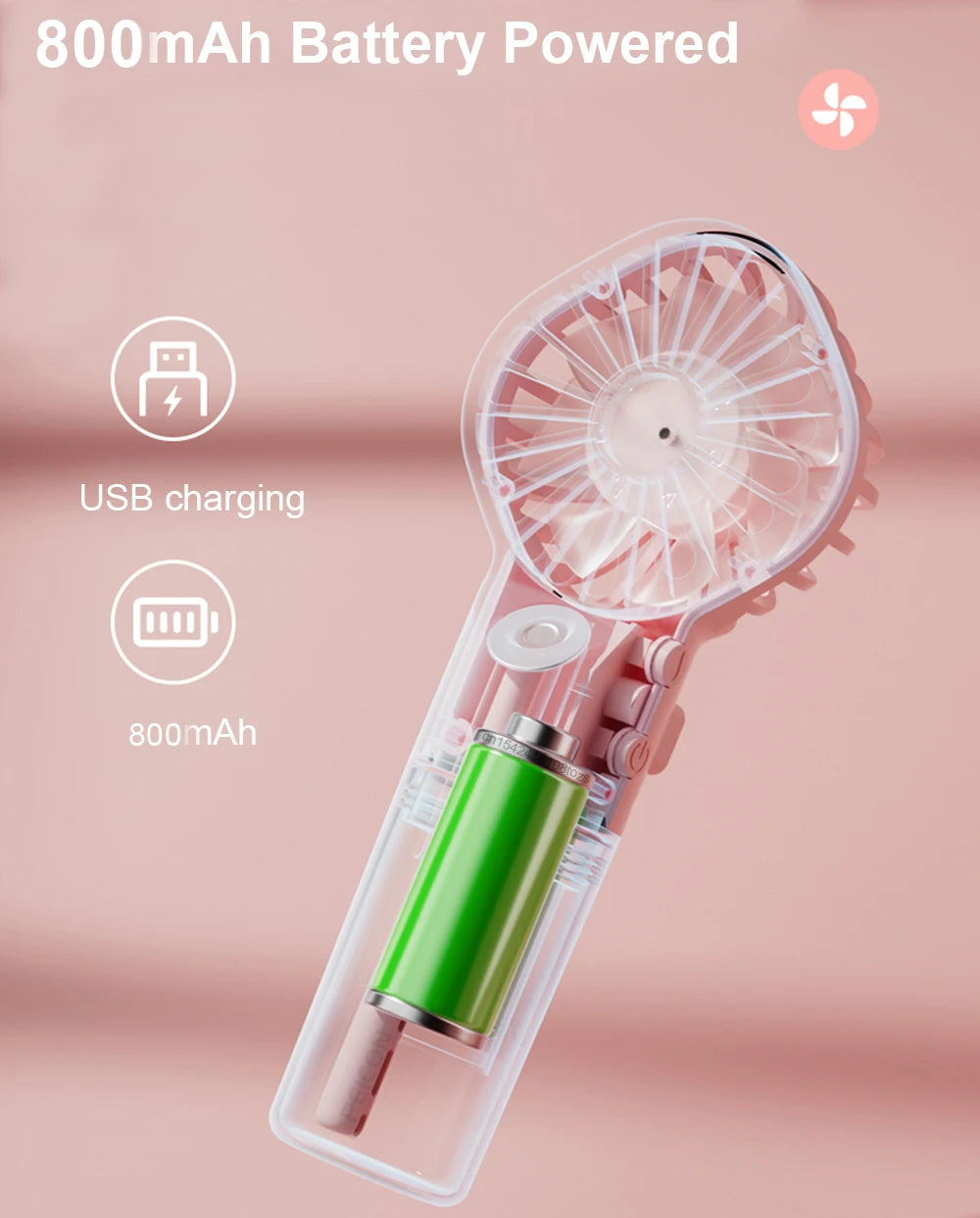 Portable USB Rechargeable with Mini Water Spray Hand Fan