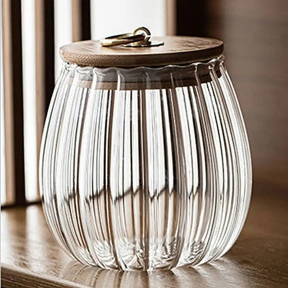 Food Storage Jars Wood Lid Containers
