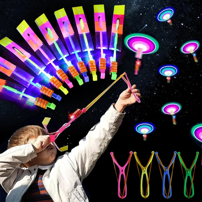 5/20/50Pcs Kid LED Light Arrow Rocket Helicopter Flying Toys