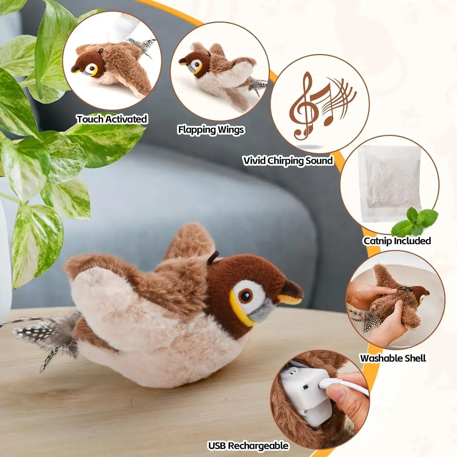 Flying Bird Interactive Rechargeable Plush Toy