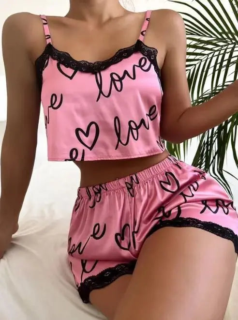 Women Pajama Shorts Suit & Camisoles Tank Ladies Sleepwear Set