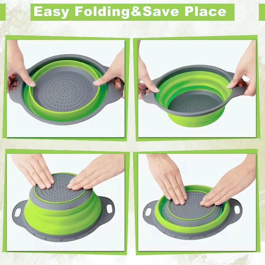 Silicone Folding Drain Fruit Vegetable Washing Basket