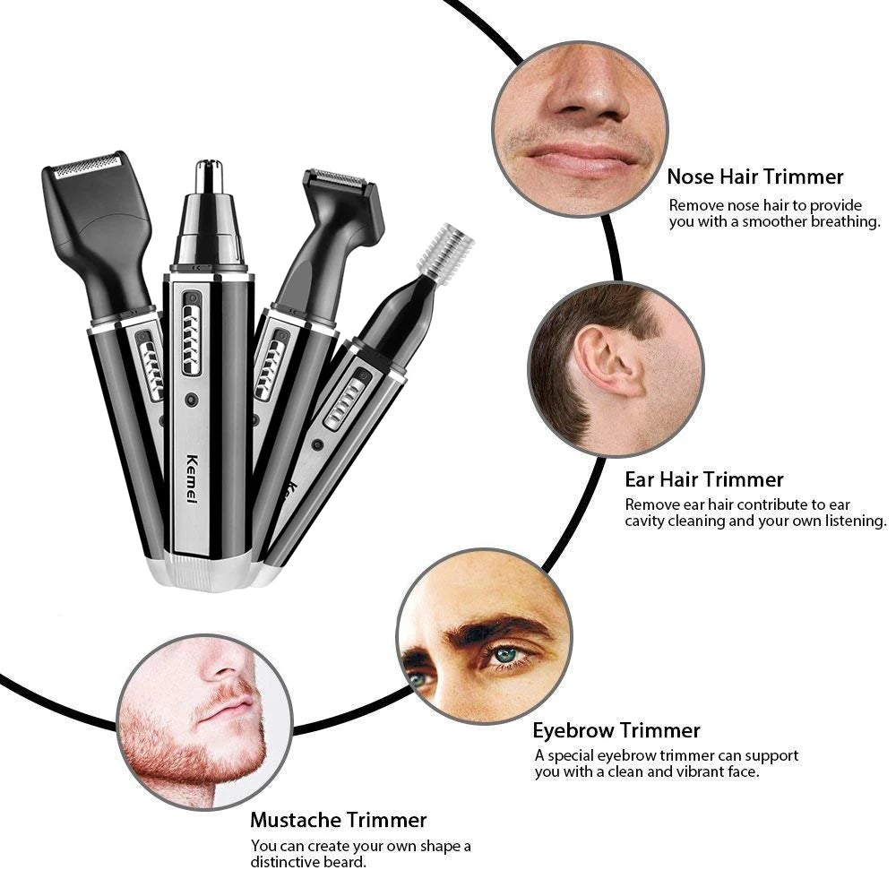 4in1 Rechargeable Ear Eyebrow Nose Hair Trimmer
