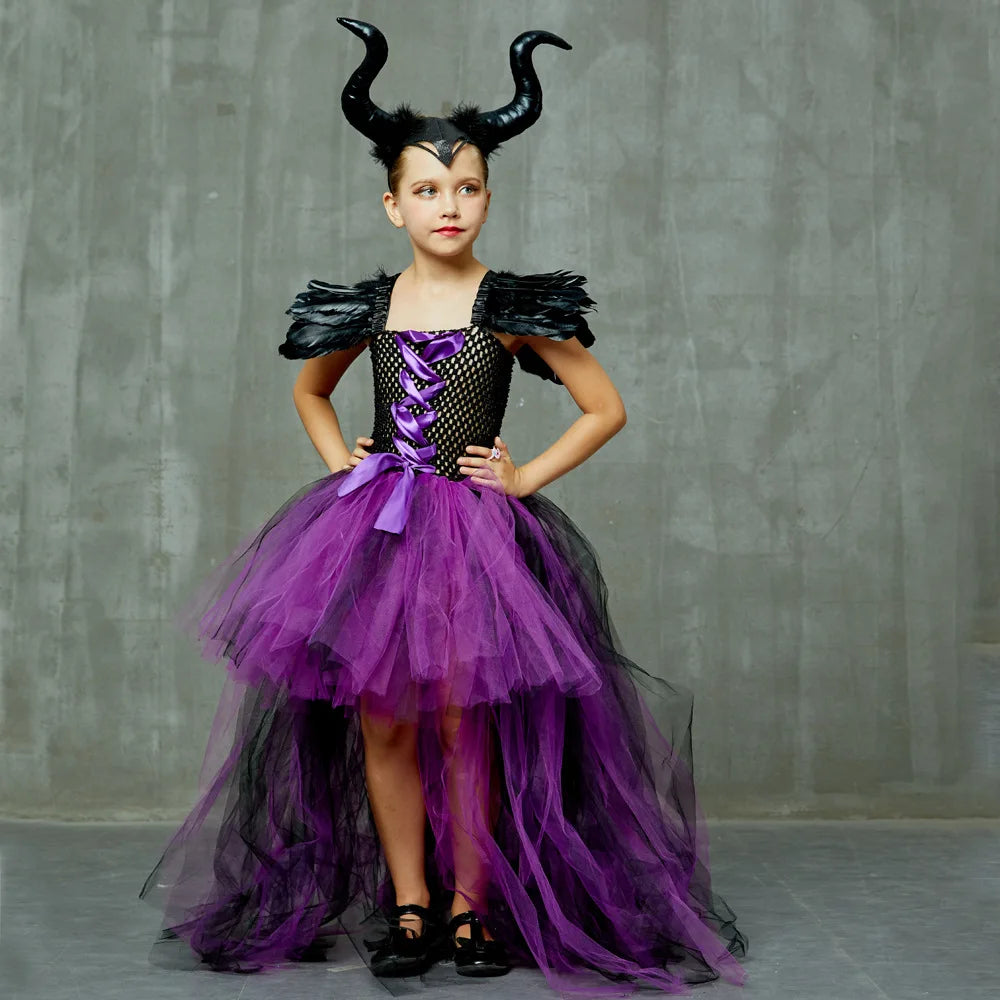 Halloween Children Cosplay Purple Gauze Dress