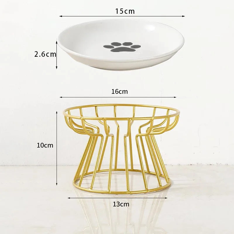 Ceramic Pet Bowl Dish Stainless Steel Raised Stand