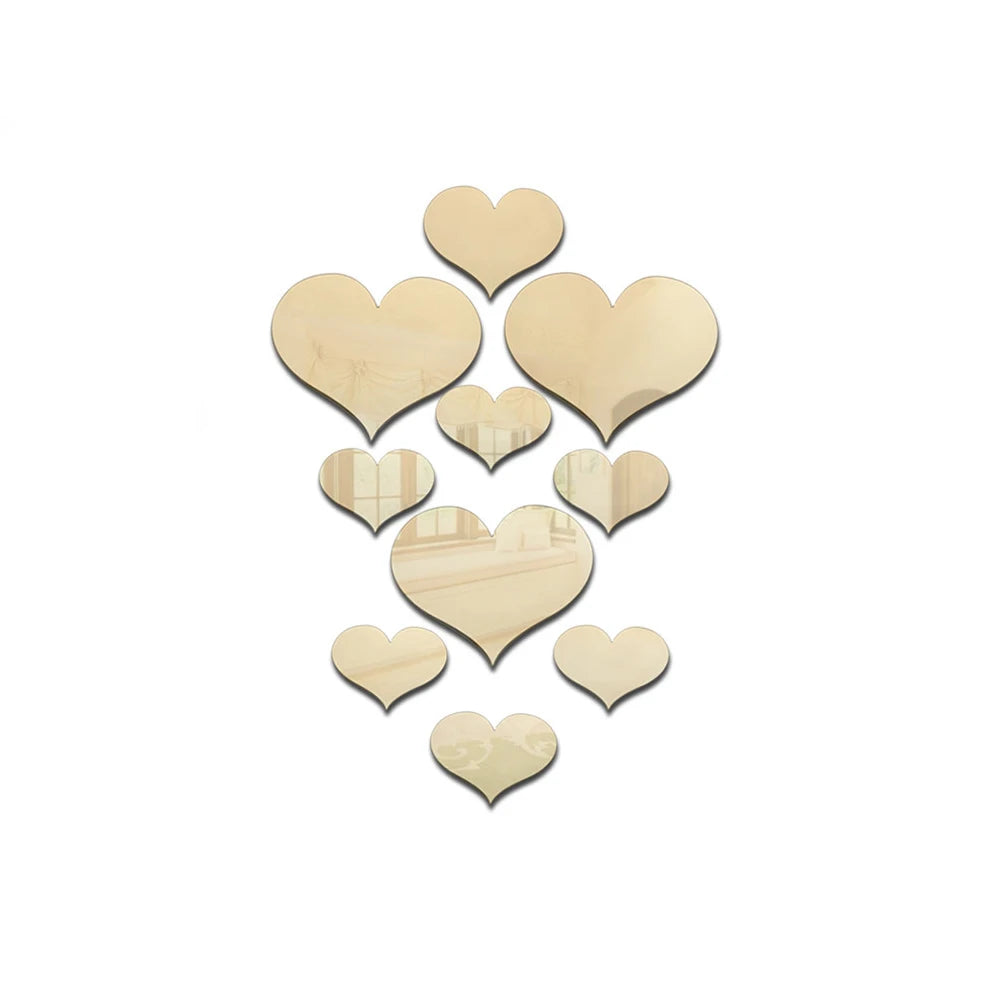 10Pcs/Set Durable Love Heart Wall Sticker Decoration