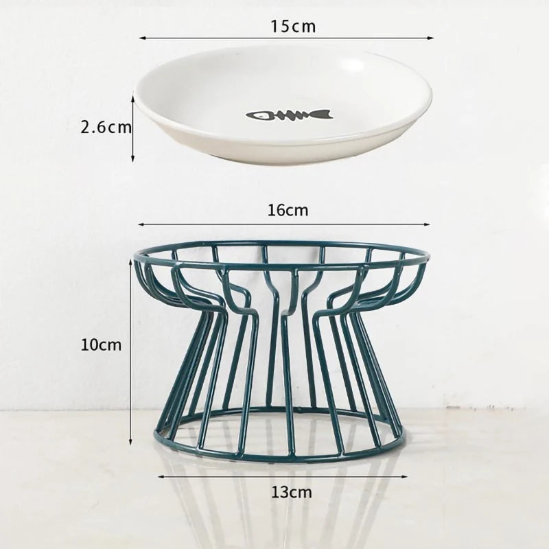 Ceramic Pet Bowl Dish Stainless Steel Raised Stand
