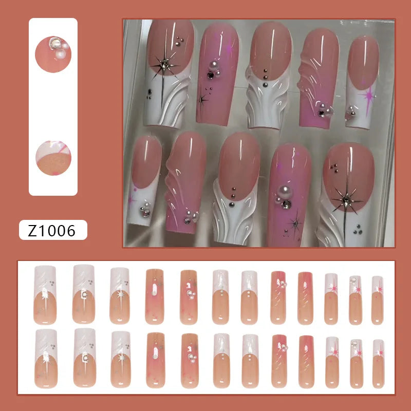 24pcs Retro Ocean Fake Nails