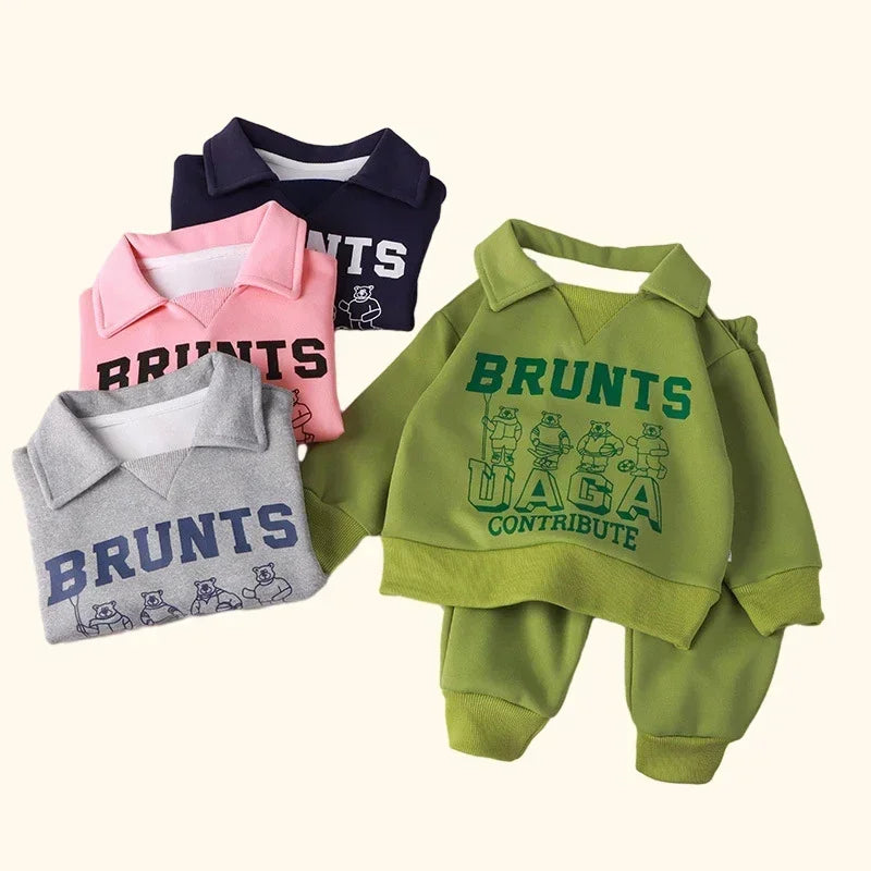 Children Sets Polo Sweatshirt+Pants
