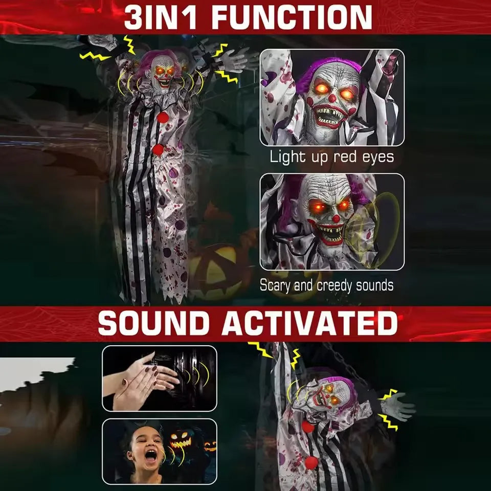 Halloween Decorations Electric Voice-activated Hanging Ghost Clown