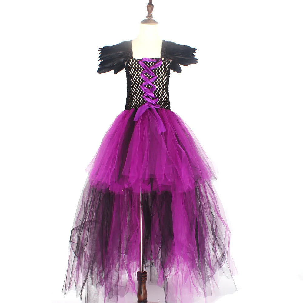 Halloween Children Cosplay Purple Gauze Dress
