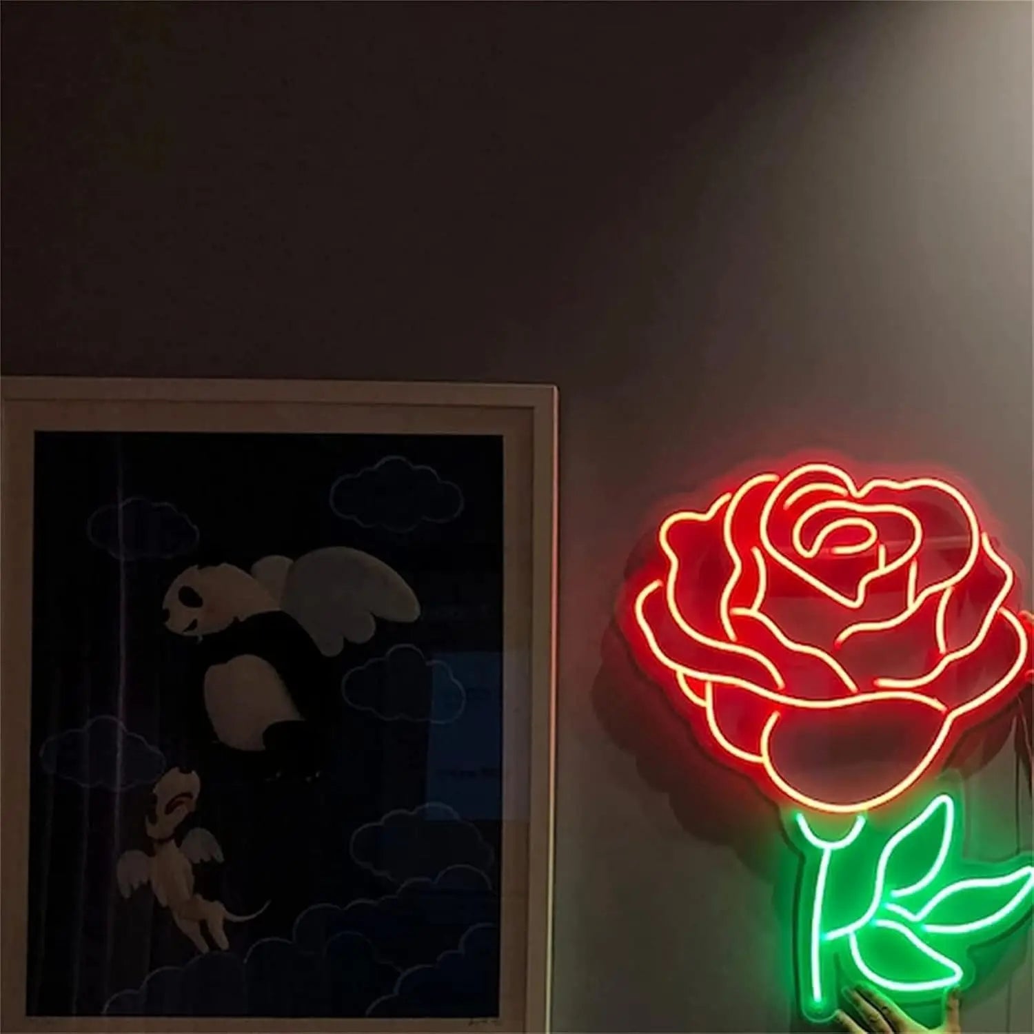 Rose Flower Neon Sign LED Valentine's Day Decor 40x26cm