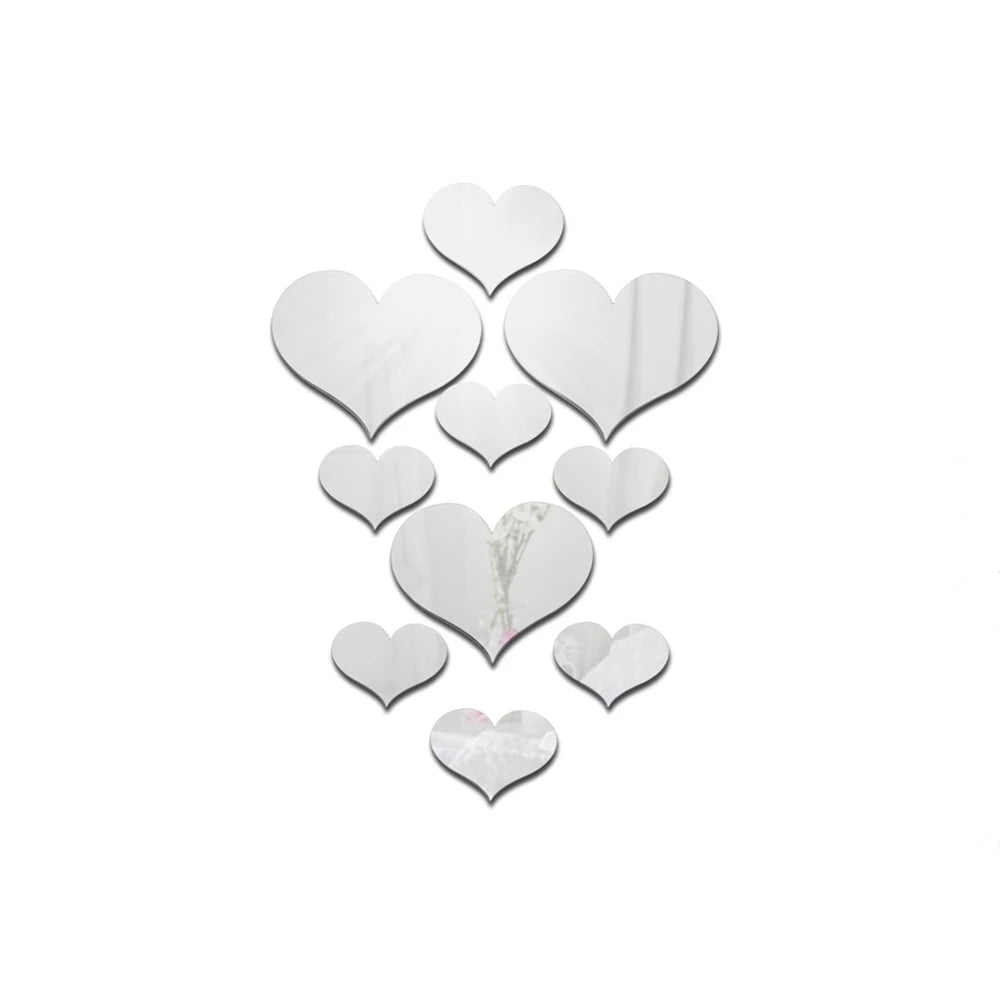 10Pcs/Set Durable Love Heart Wall Sticker Decoration