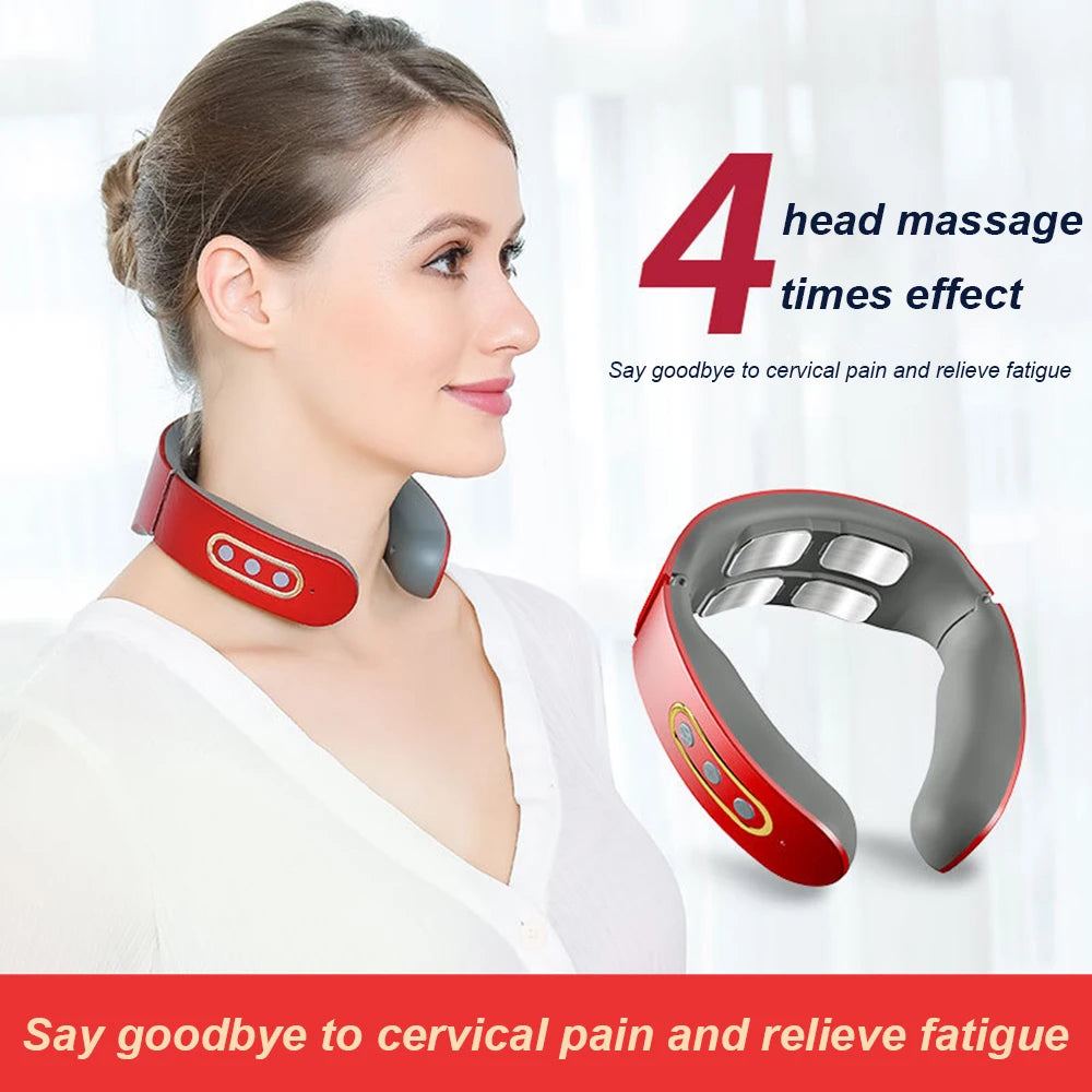 Electric Neck Magnetic Pulse Heating Relax Pain Relief Massage