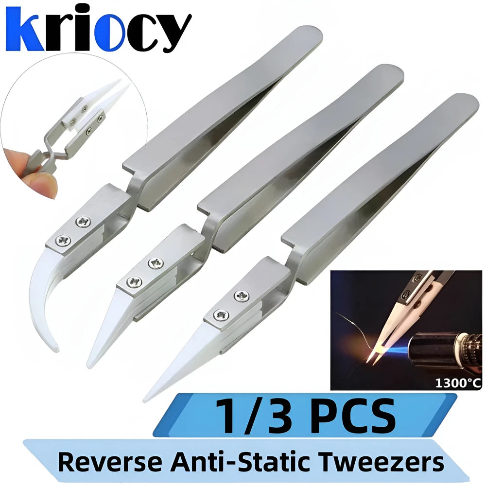 1/3PCS Resistant Precision Chuck Ceramic Tweezers