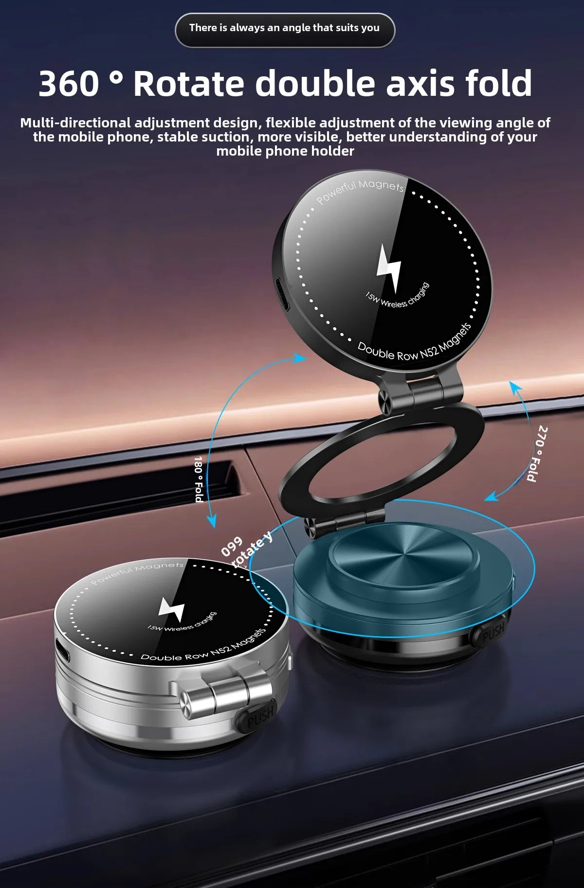 15W Wireless Charger  Double Sides Phone Holder