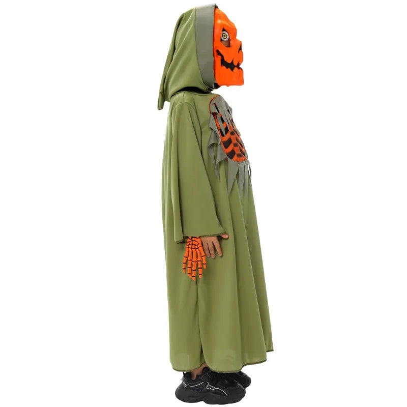 Halloween Pumpkin Cosplay Children Jumpsuit Headwear