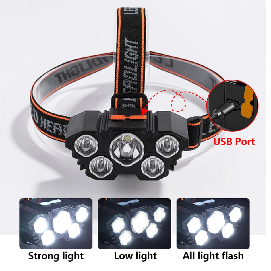 5 LED Rechargeable 一Strong Camping Adventure Headlamp