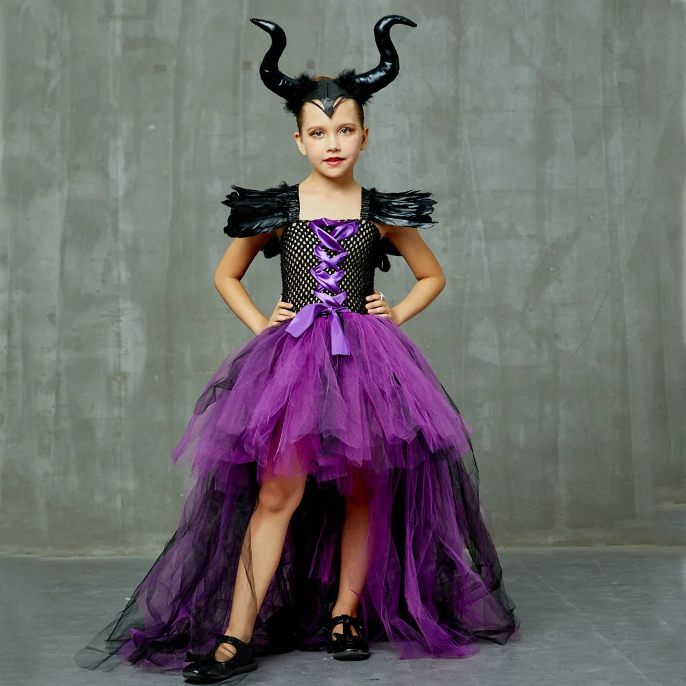 Halloween Children Cosplay Purple Gauze Dress