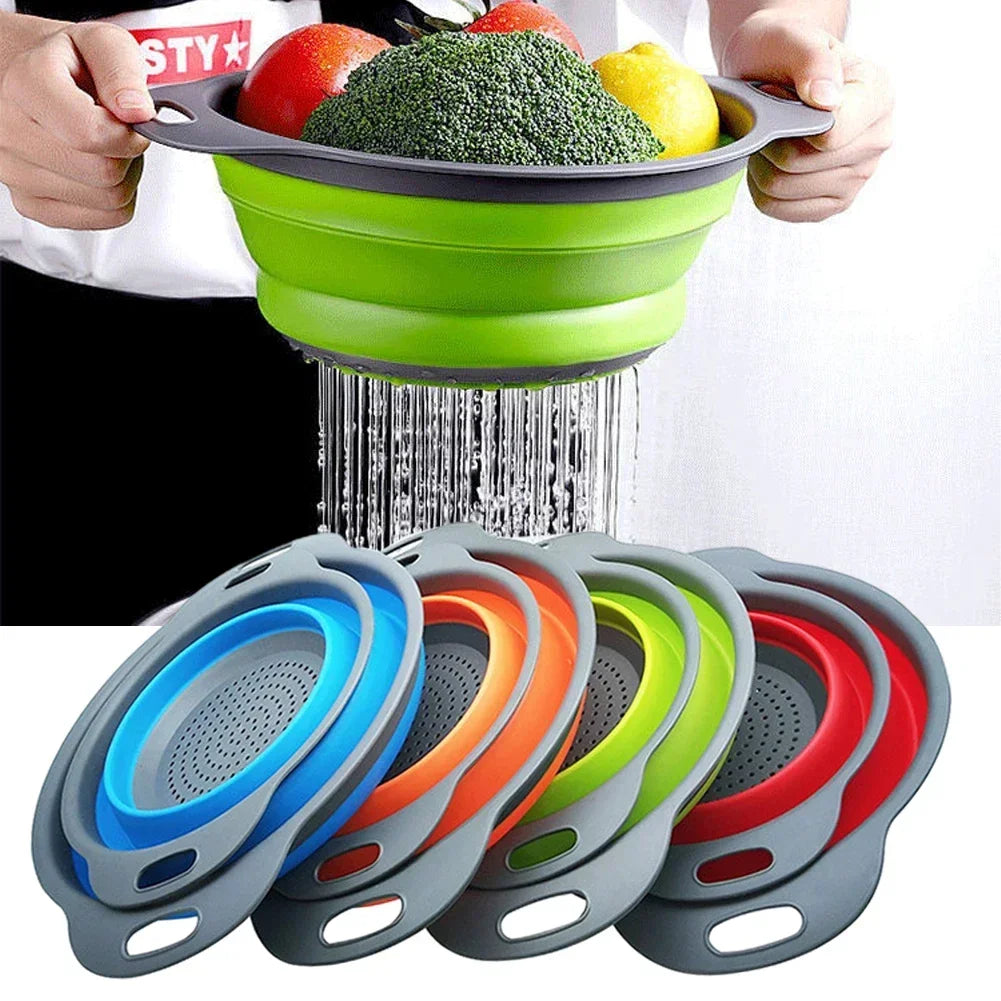 Silicone Folding Drain Fruit Vegetable Washing Basket
