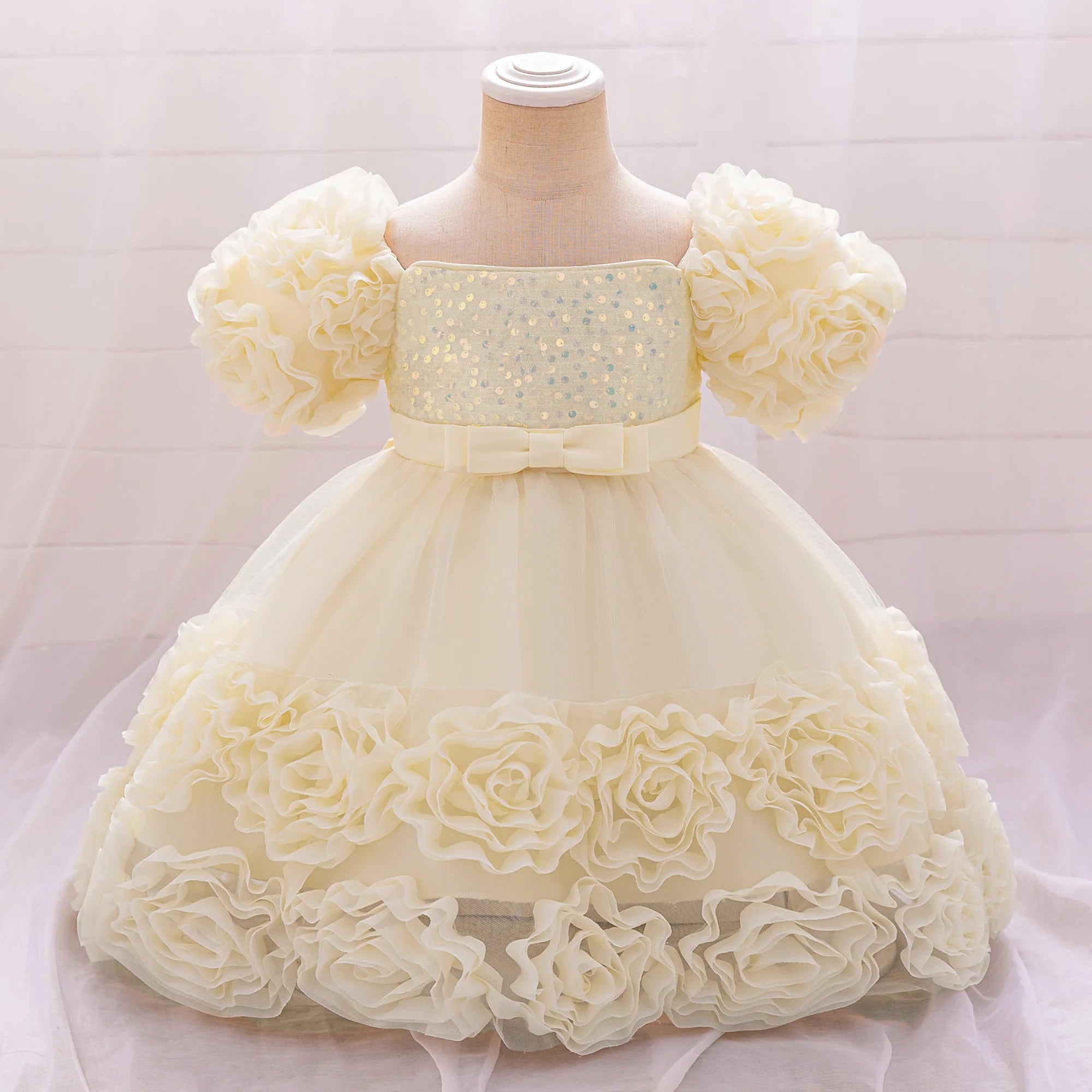 3D Flower Girls Party Princess Dress