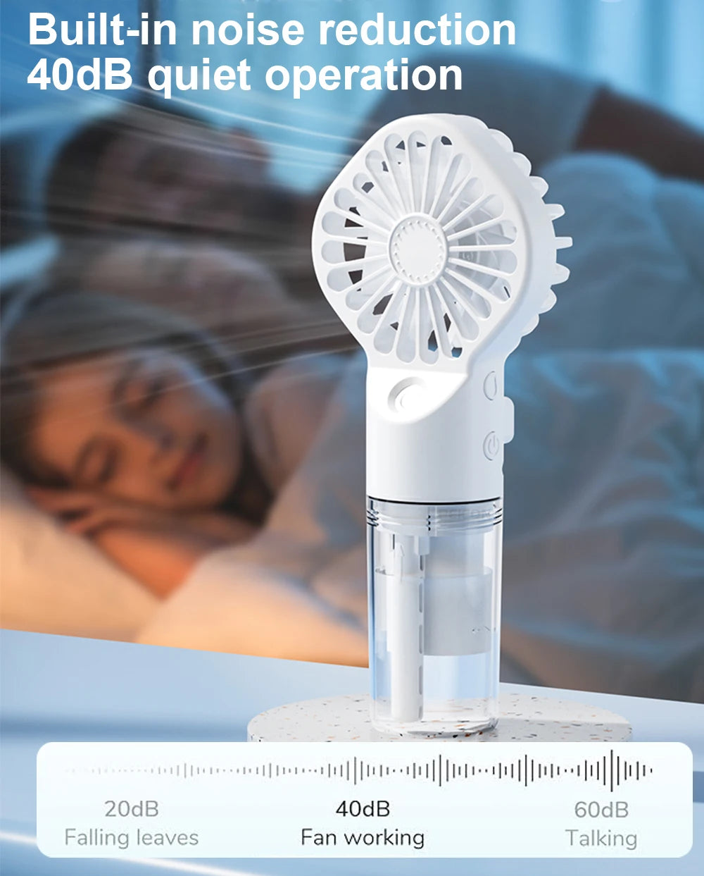 Portable USB Rechargeable with Mini Water Spray Hand Fan