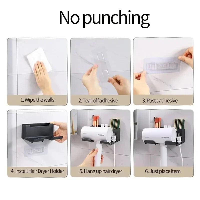 Hair Dryer Wall Stand Organizer