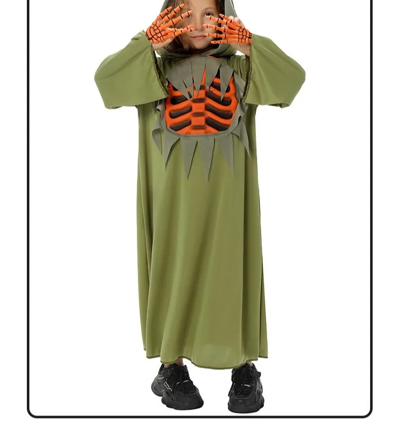 Halloween Pumpkin Cosplay Children Jumpsuit Headwear