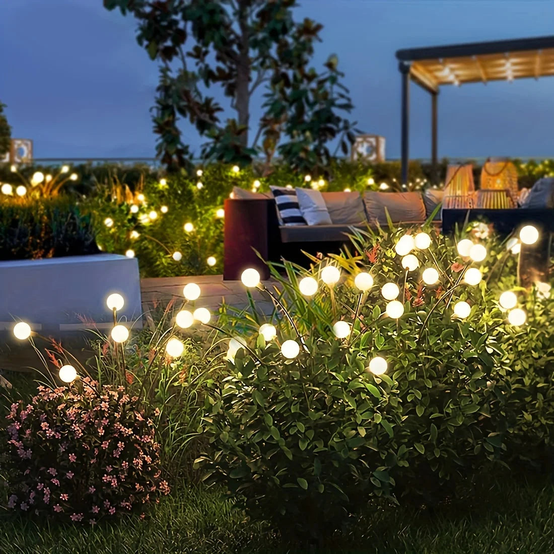 Solar LED Firefly Lawn Lamps Pathway Decoration
