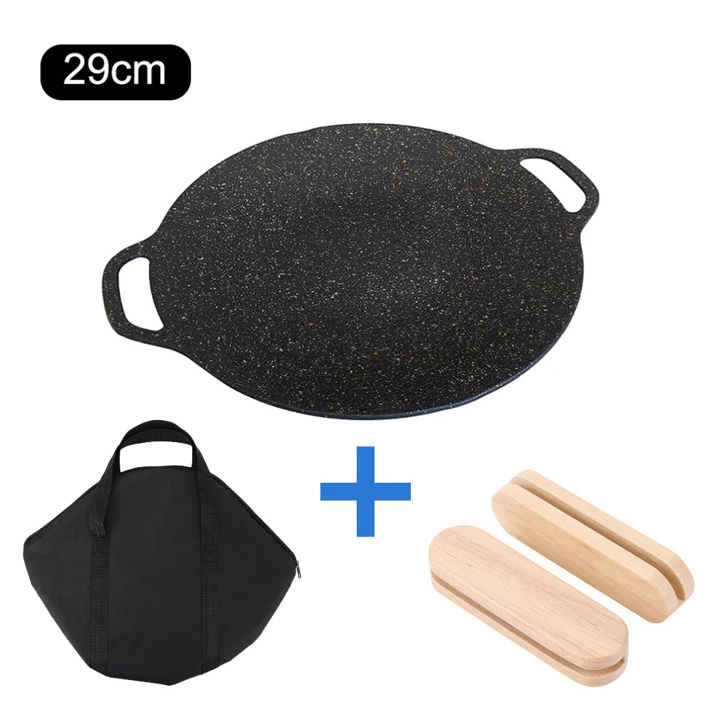 Grill Pan Korean Roastig Frying Pan, Non-stick Plate,  Baking Tray for Camping Bakeware Set
