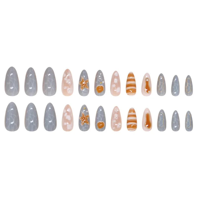 24pcs Retro Ocean Fake Nails