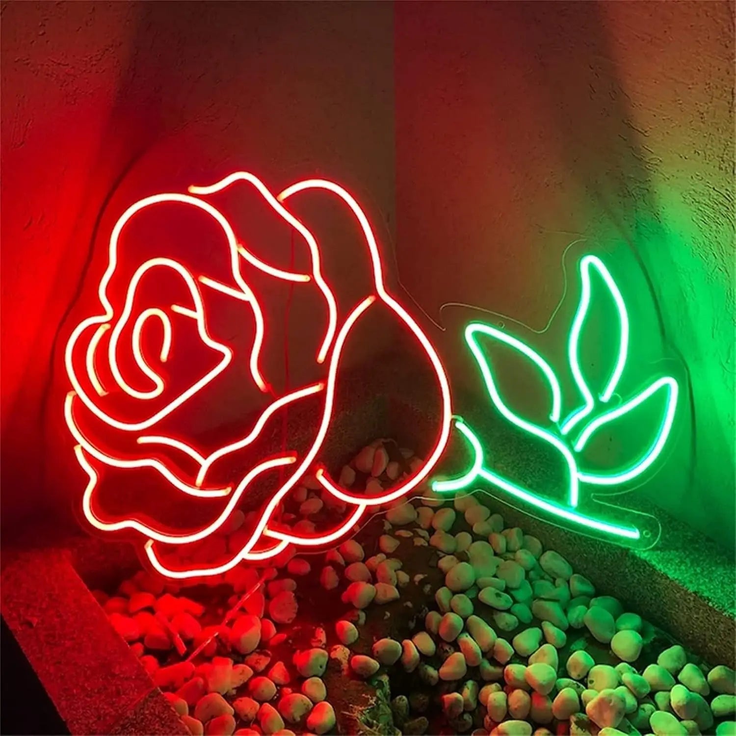 Rose Flower Neon Sign LED Valentine's Day Decor 40x26cm