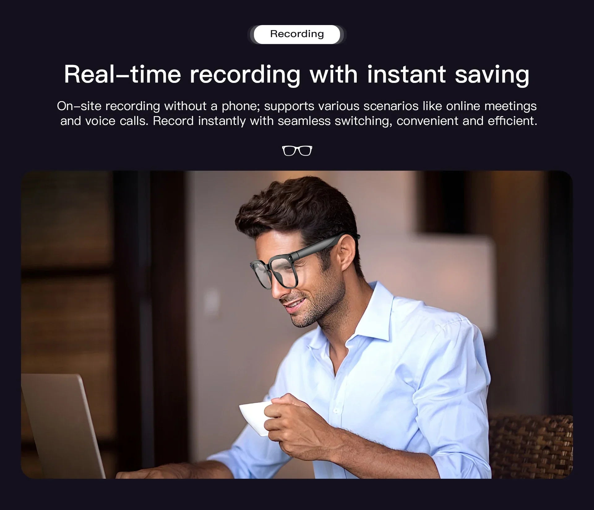 Smart AI Translation 4K Camera Bluetooth Music Glasses