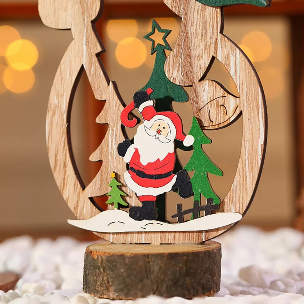 Wooden Crafts Creative Ornaments Santa Claus Snowman