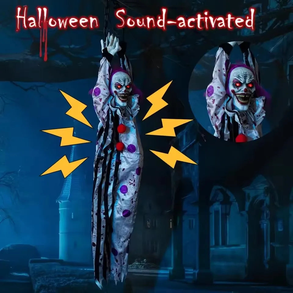 Halloween Decorations Electric Voice-activated Hanging Ghost Clown