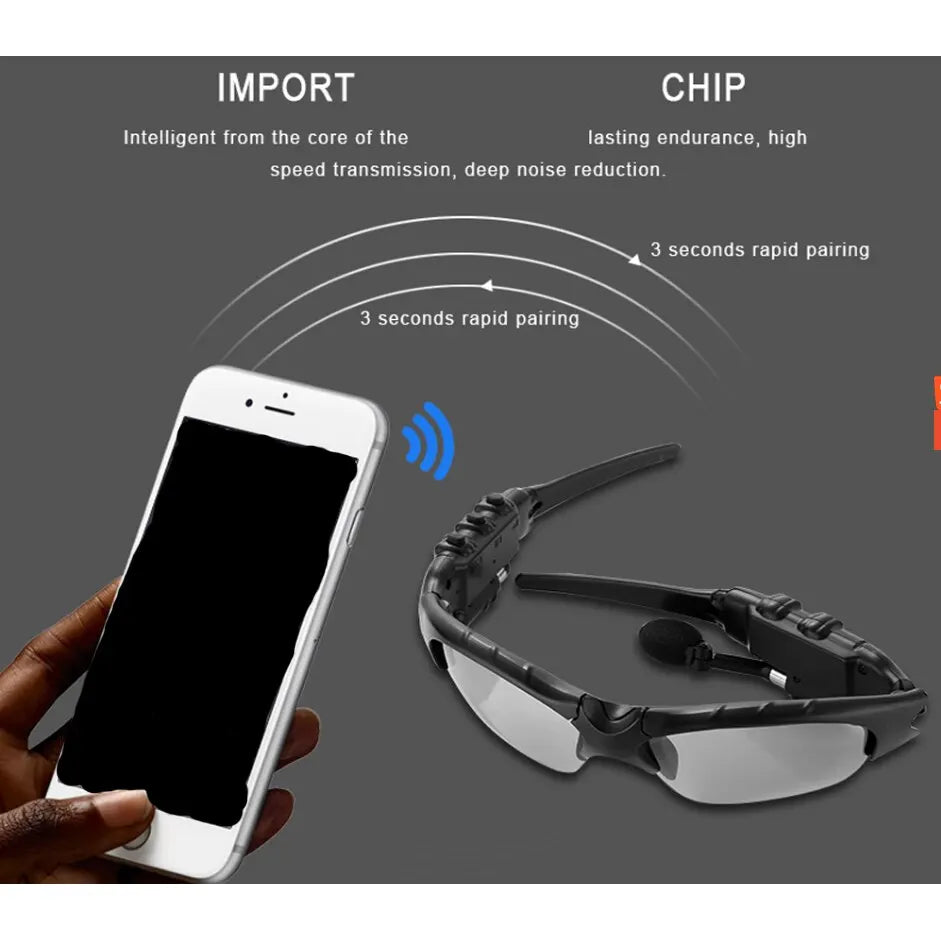 Stereo Earphones Wireless Headset with Mic Sunglasses