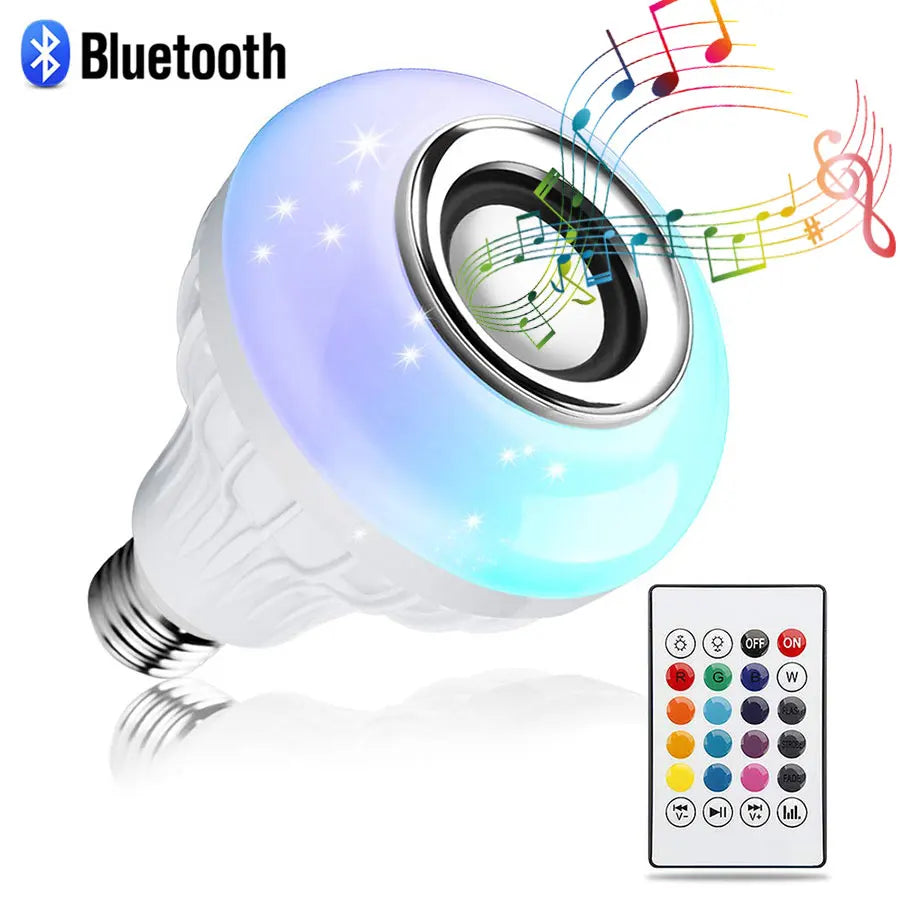 LED Light Bulb with Bluetooth Speaker Remote Control & RGB Lamp