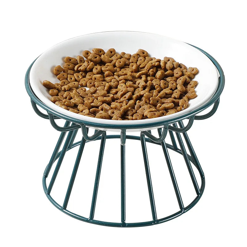 Ceramic Pet Bowl Dish Stainless Steel Raised Stand