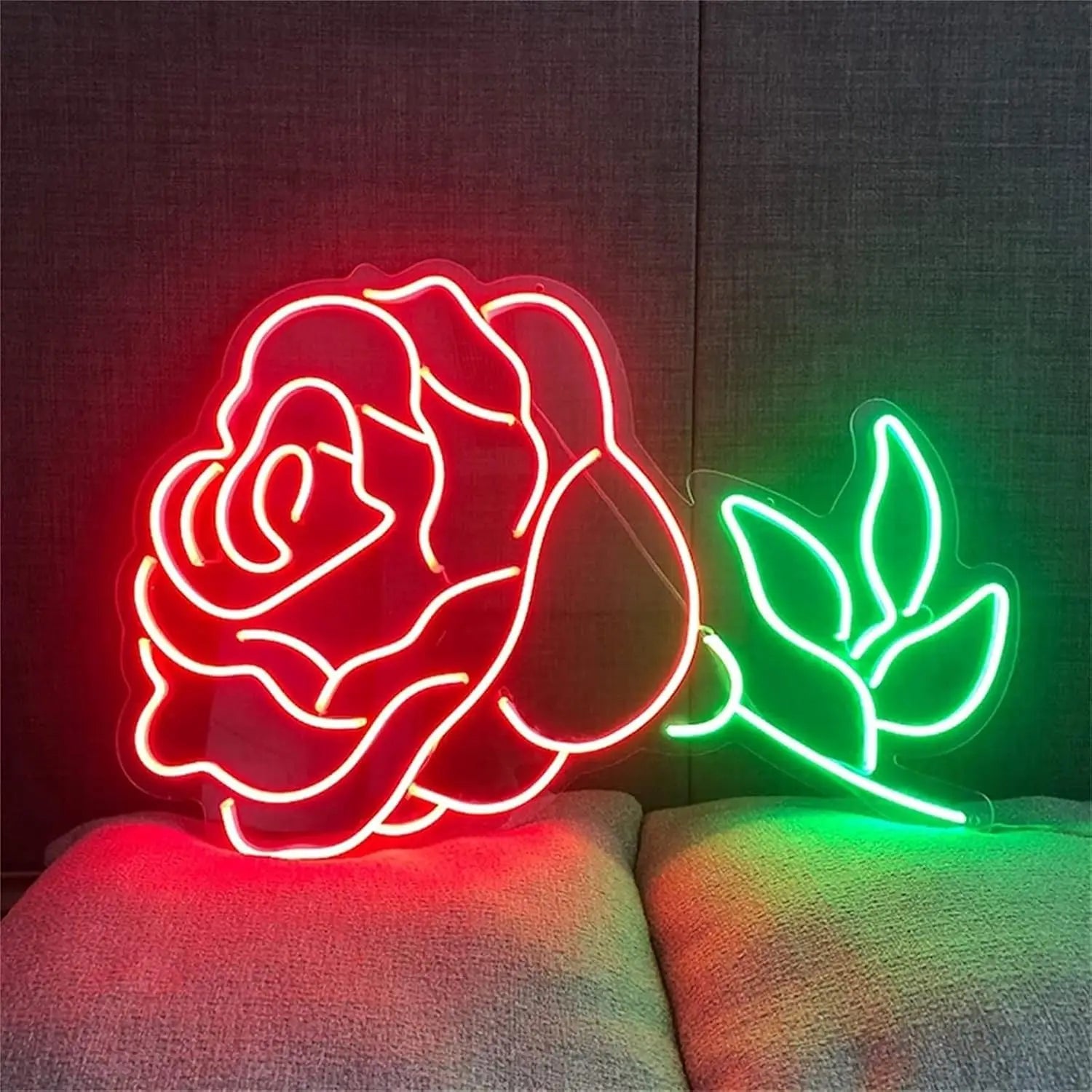Rose Flower Neon Sign LED Valentine's Day Decor 40x26cm