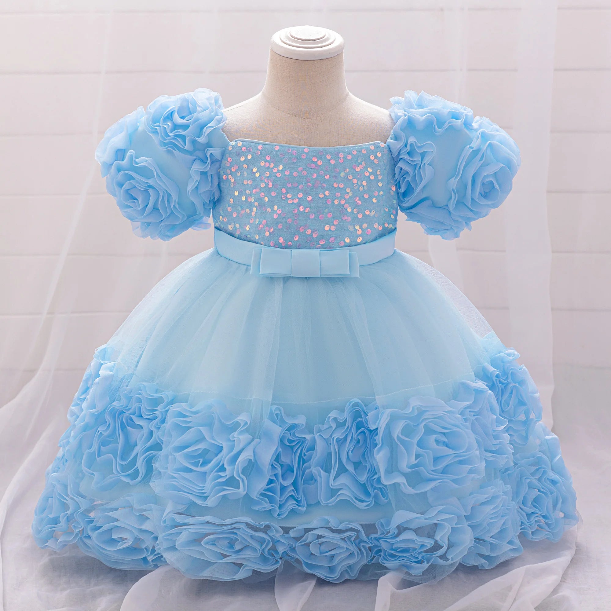 3D Flower Girls Party Princess Dress