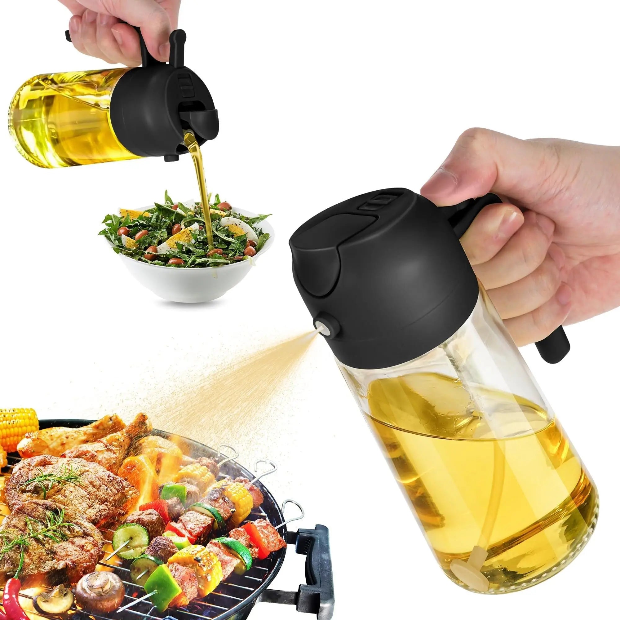 Multifunctional oil bottle 2-in-1 sprayer cooking oil dispenser