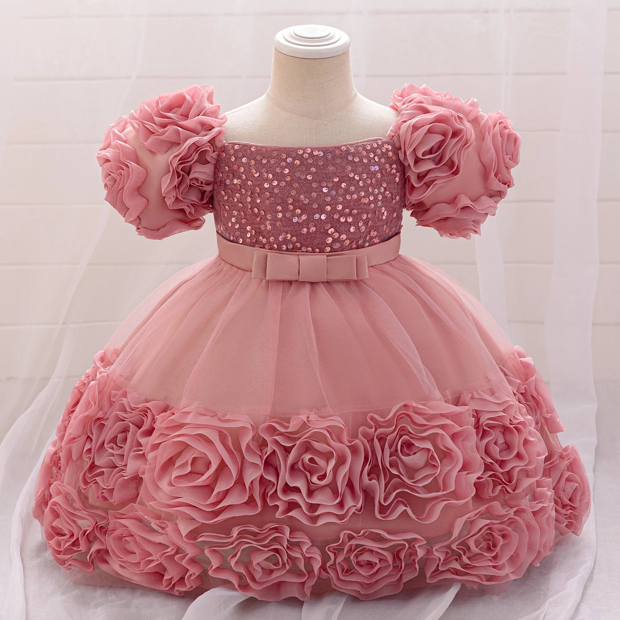 3D Flower Girls Party Princess Dress